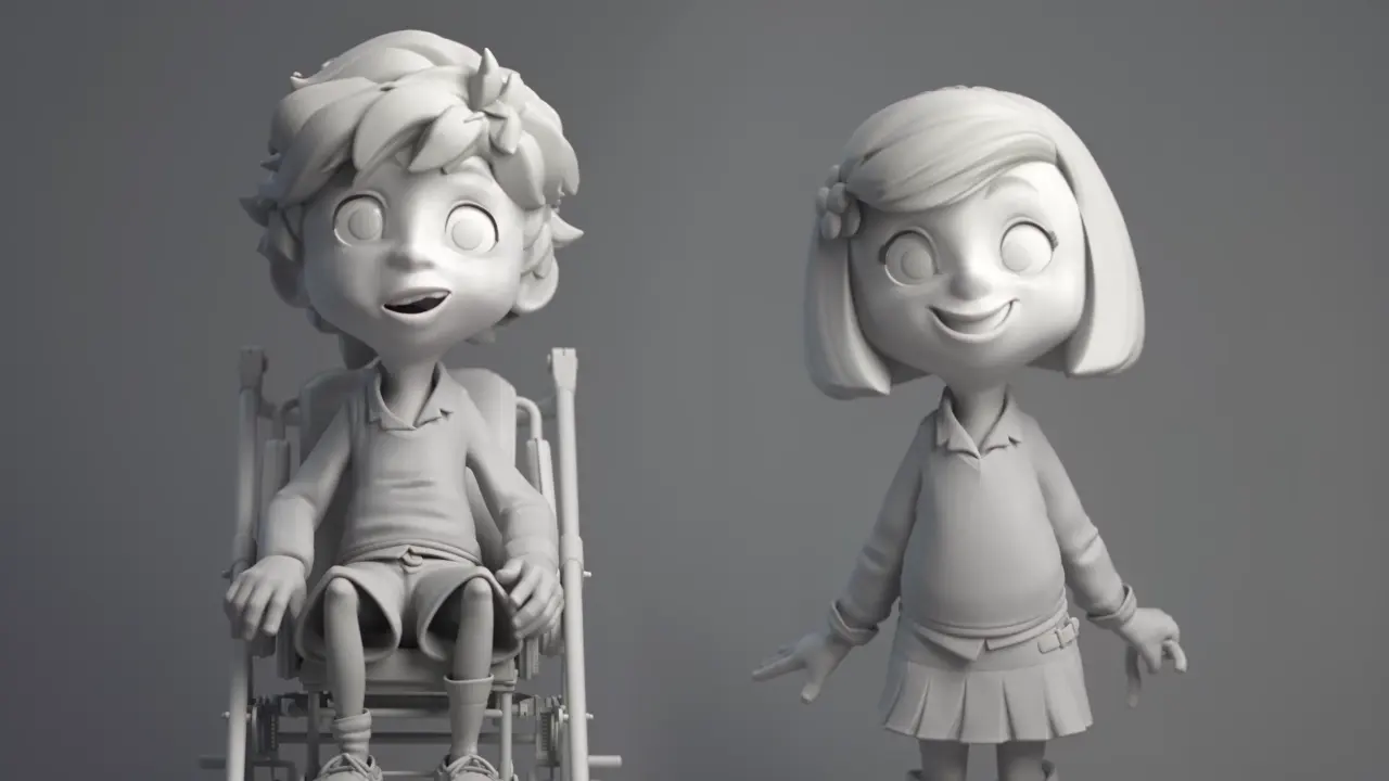 Clay models becoming finished characters