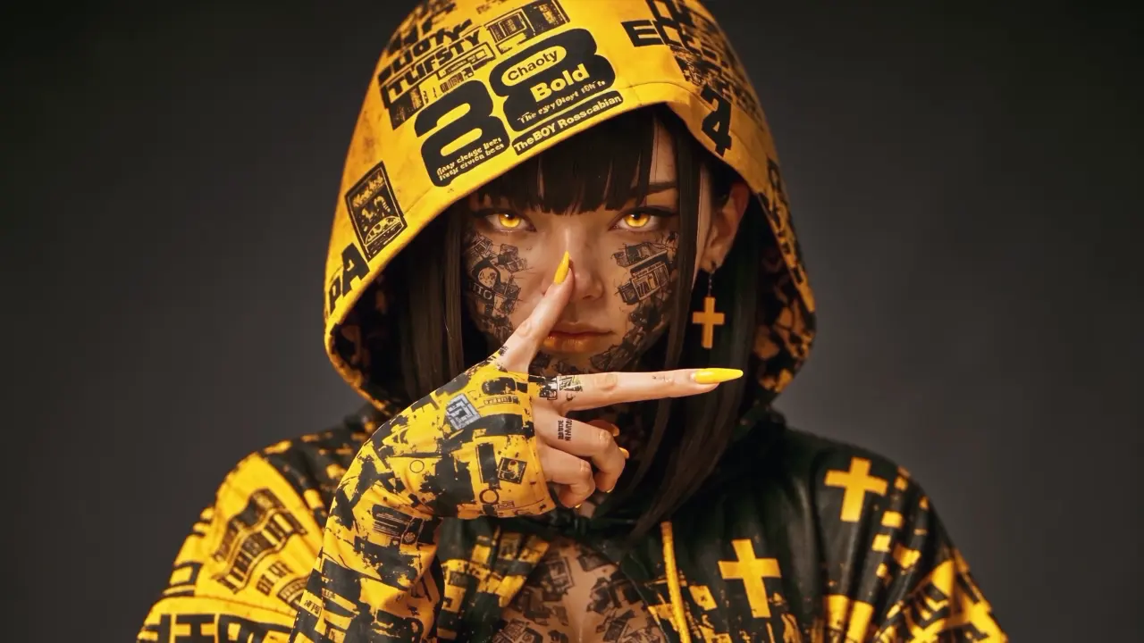 An artist in a yellow hood